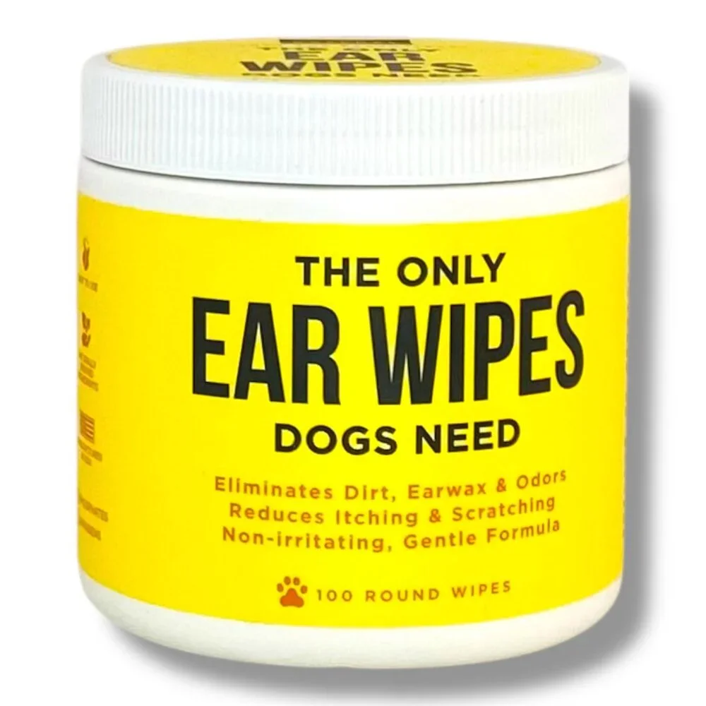 NATURAL RAPPORT, THE ONLY EAR WIPES DOGS NEED 100 ROUND WIPES NEW